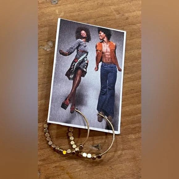 New!‎  Gold Hoop Nugget Earrings - Picture 2 of 2